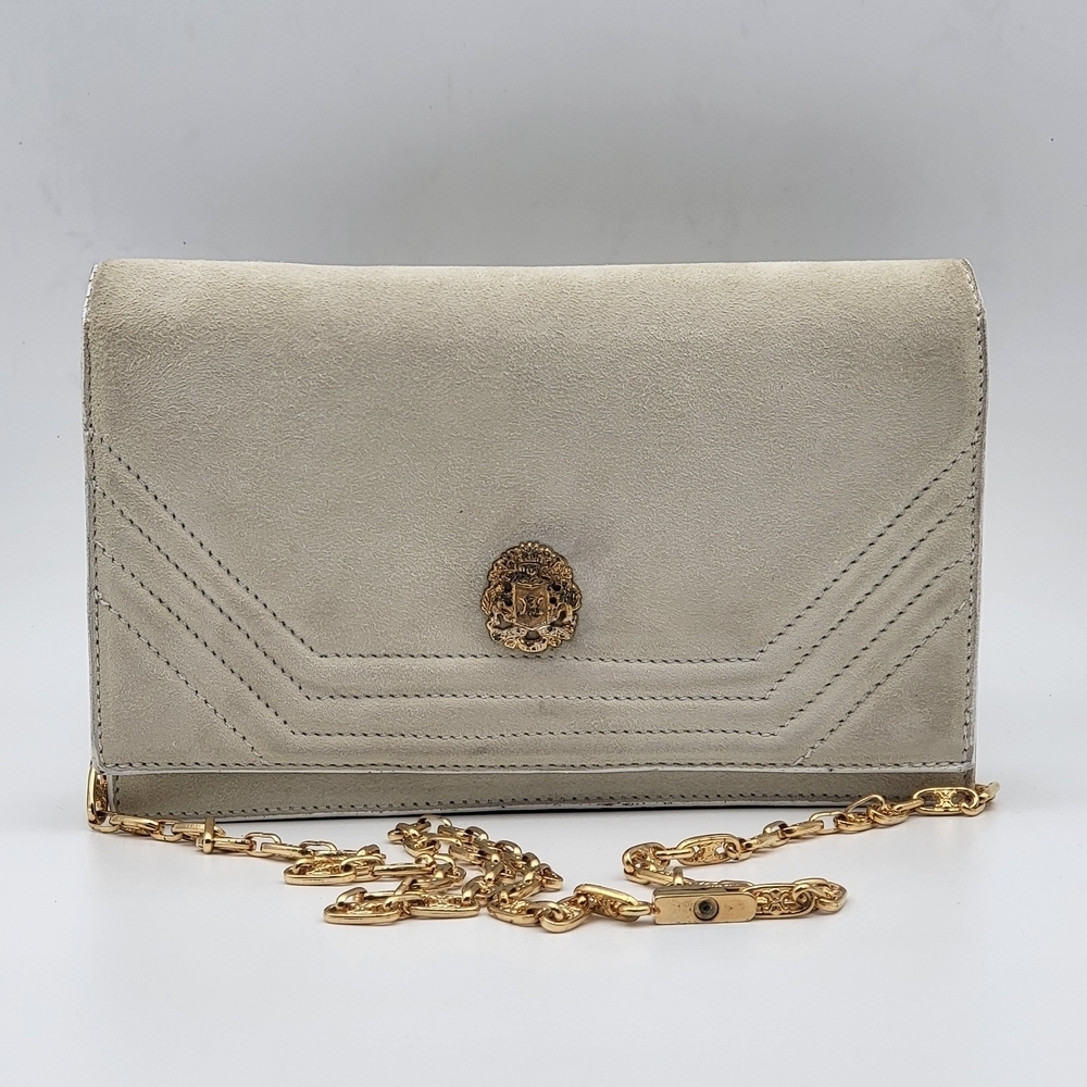 Celine Case Flap Suede Chain Shoulder Bag in eige..Authentic w/COA.